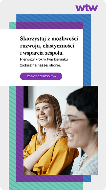 Mockup kampanii employer brandingowej WTW na ekranie telefonu