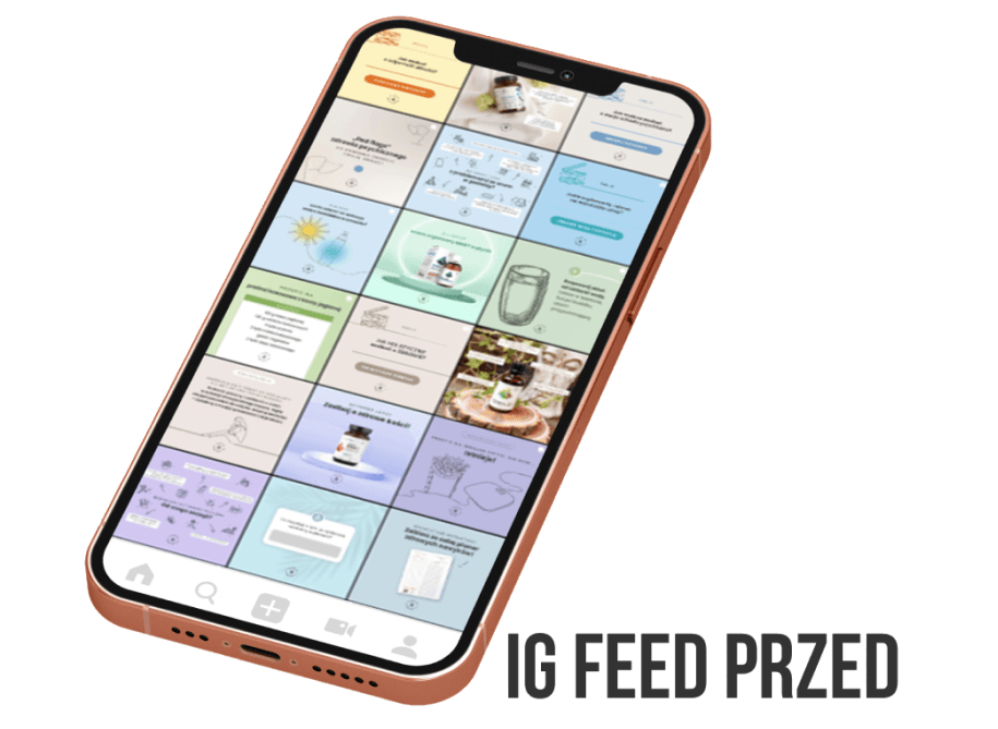 Mockup feedu Instagram Aura Herbals przed współpracą