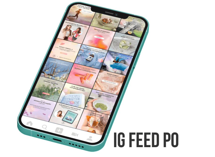 Mockup feedu Instagram Aura Herbals po współpracy
