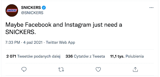 Snickers szydzi z Facebook i Instagram