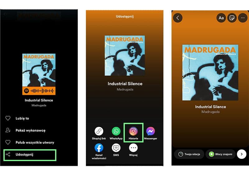 Muzyka w tle InstaStories - Spotify